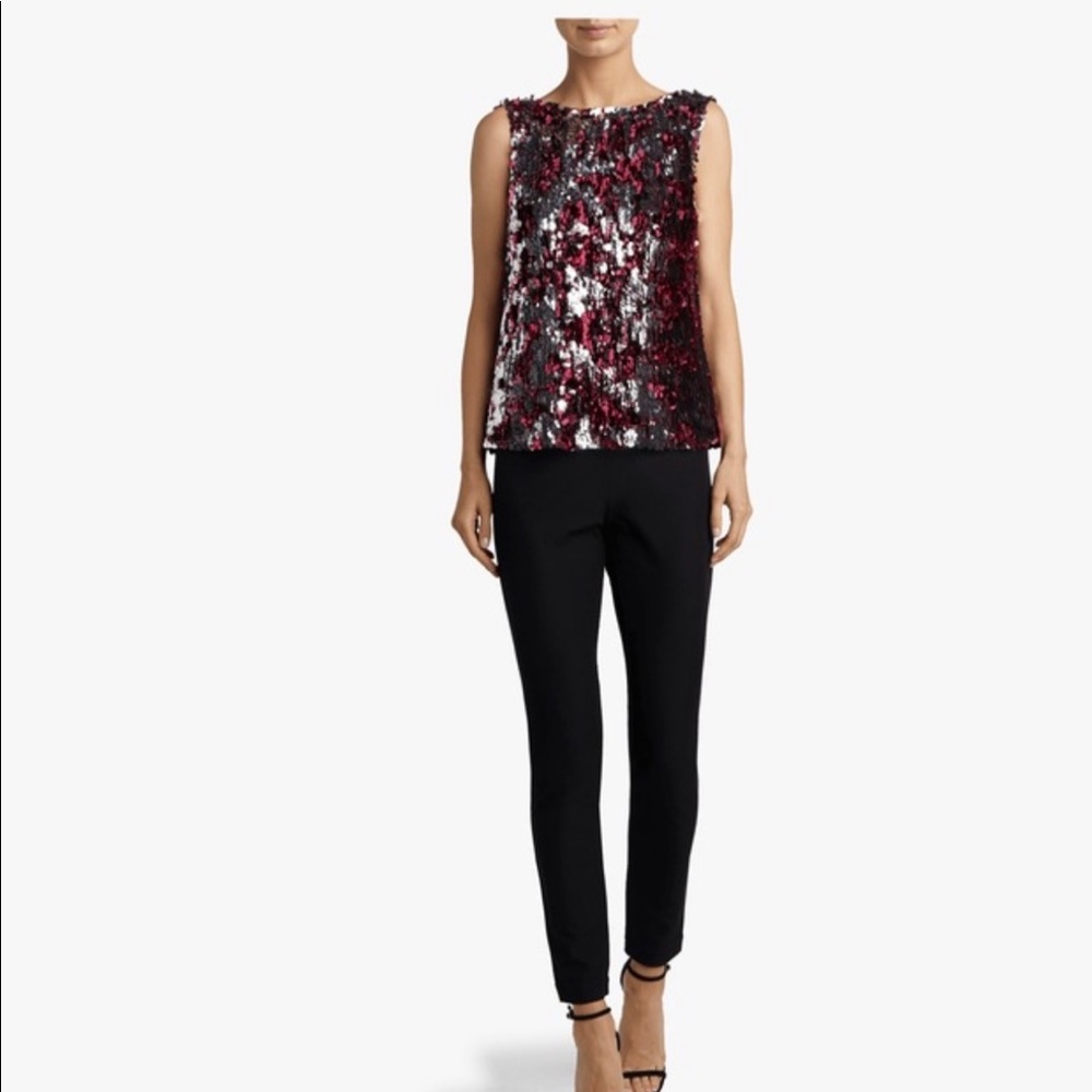 Tanya Taylor Two Tone Sequins Women’s Silver Red Tank Top Size Large NWT